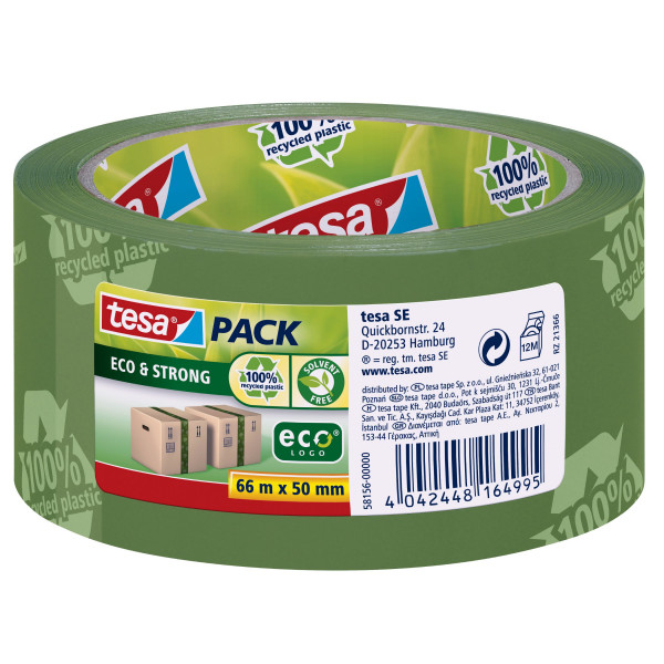 tesapack Eco+Strong, recycled plastic, robust, umweltfreundlich 50 mm x 66 m